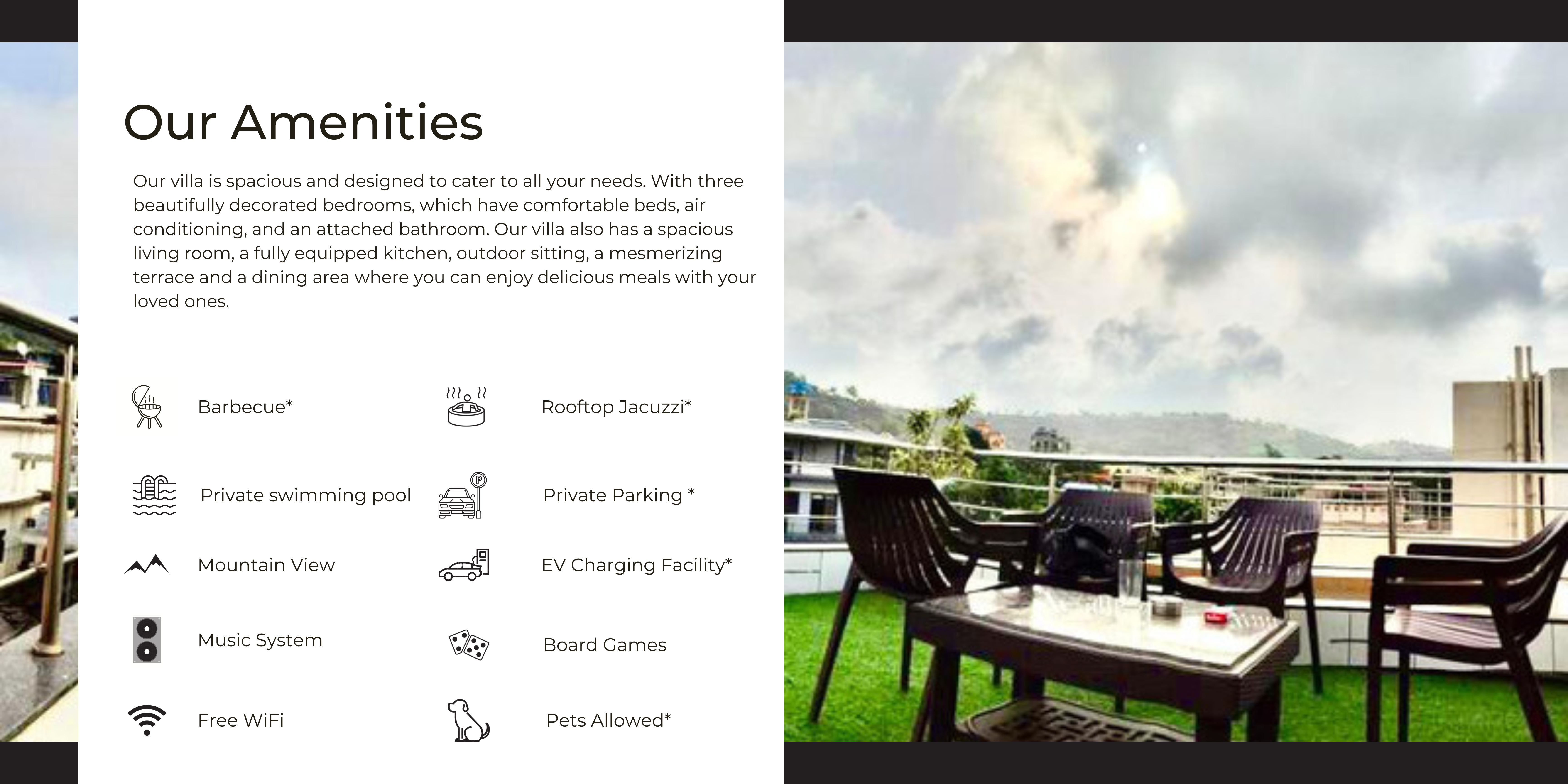 What are the amenities at Pinewood Villa Lonavala